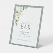 White Grey Green Waterverf Shower Bouquet Bar Reclamebord Met Voetstuk (Voorkant)