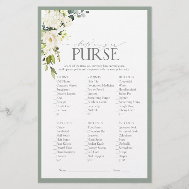 White Grey Green Waterverf Vrijgezellenfeest Game (Voorkant)