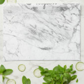 White & Grey Marble DIY Dark Grey Name of Monogram Theedoek (Gevouwen)