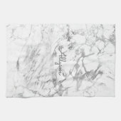 White & Grey Marble DIY Dark Grey Name of Monogram Theedoek (Horizontaal)