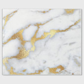 White Grey Marble Golden Shiny Brushes Bright Cadeaupapier (Vlak)