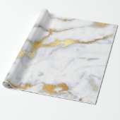 White Grey Marble Golden Shiny Brushes Bright Cadeaupapier (Uitgerold)