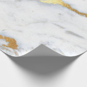 White Grey Marble Golden Shiny Brushes Bright Cadeaupapier (Hoek)