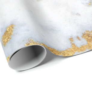 White Grey Marble Golden Shiny Brushes Bright Cadeaupapier