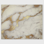 White Grey Marble Golden Shiny Ivory Cadeaupapier (Vlak)