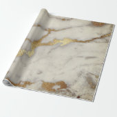 White Grey Marble Golden Shiny Ivory Cadeaupapier (Uitgerold)