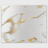 White Grey Marble Golden Shiny Metallic Bright Cadeaupapier (Vlak)