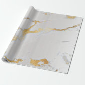 White Grey Marble Golden Shiny Metallic Bright Cadeaupapier (Uitgerold)