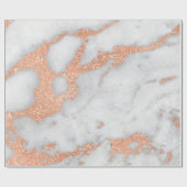 White Grey Marble Roos Gold Gold Shiny Copper Lux Cadeaupapier (Vlak)