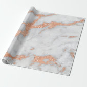 White Grey Marble Roos Gold Gold Shiny Copper Lux Cadeaupapier (Uitgerold)