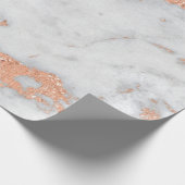 White Grey Marble Roos Gold Gold Shiny Copper Lux Cadeaupapier (Hoek)