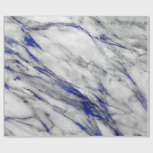 White Grey Marble Shiny Blue Navy Brushes Cadeaupapier (Vlak)
