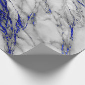 White Grey Marble Shiny Blue Navy Brushes Cadeaupapier (Hoek)