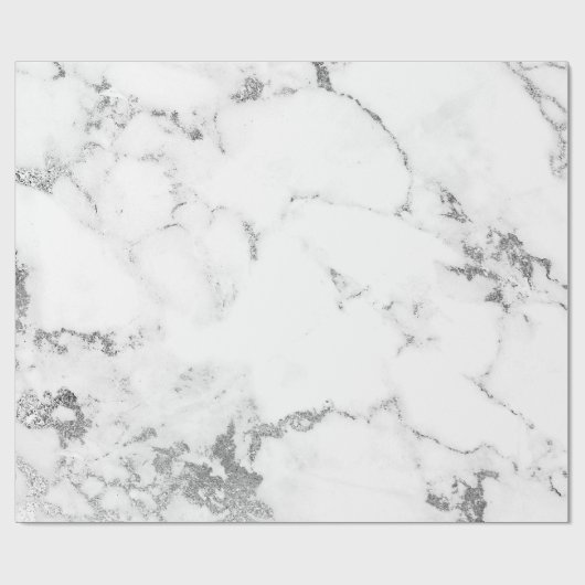 White Grey Marble Silver Carrara Stone Abstarct Cadeaupapier (Vlak)