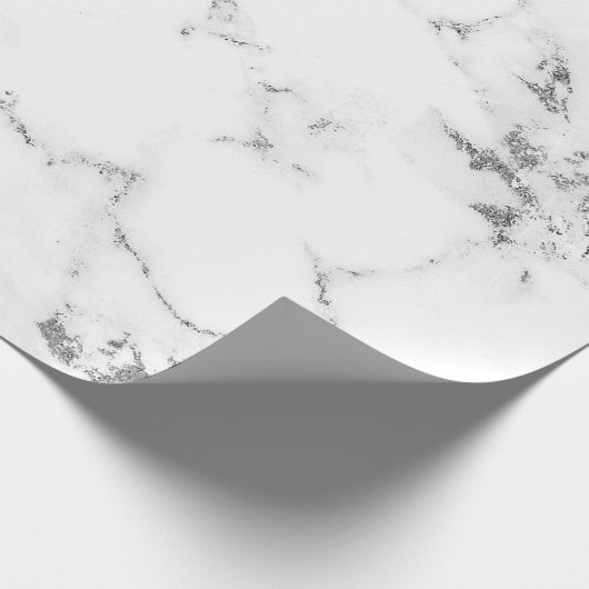 White Grey Marble Silver Carrara Stone Abstarct Cadeaupapier (Hoek)