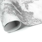 White Grey Marble Silver Carrara Stone Abstarct Cadeaupapier (Rol Hoek)