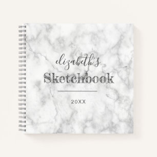 White Grey Marble Specialized Artist's Sketchbook Notitieboek