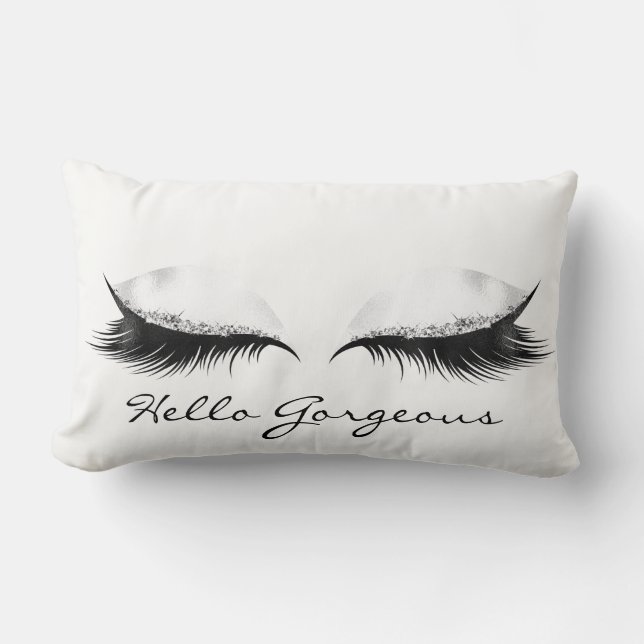 White Grey Metallic Makeup Lashes Hallo Prachtige Kussen (Voorkant)