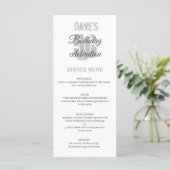 White Grey Minimalist 50th Any Birthday Party Menu (Staand voorkant)