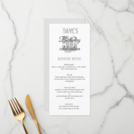 White Grey Minimalist 50th Any Birthday Party Menu