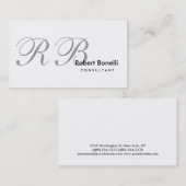 White Grey Monogram Consultant Visitekaartje (Voorkant / Achterkant)