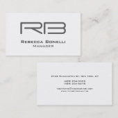 White Grey Monogram Manager Visitekaartje (Voorkant / Achterkant)