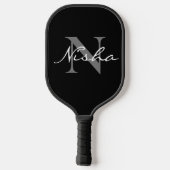 White Grey Monogram Name Pickleball Paddle (Achterkant)
