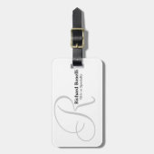 White Grey Monogram Plain White Minimalist Bagagelabel (Voorkant verticaal)