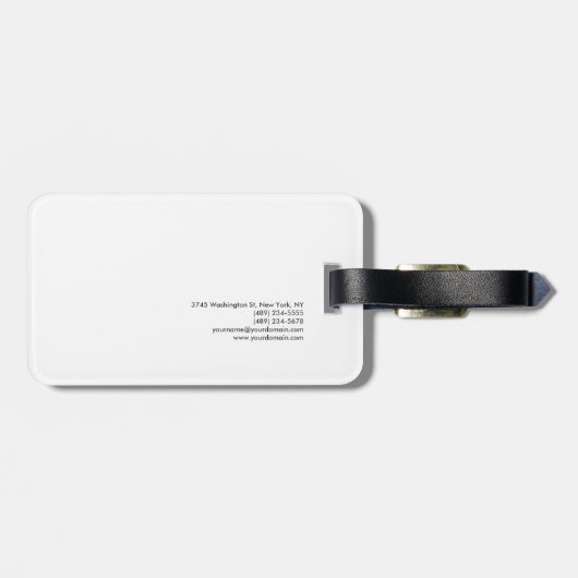 White Grey Monogram Plain White Minimalist Bagagelabel (Achterkant horizontaal)