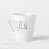 White Grey Name MBA Afstuderen Latte Mok (Linkerhoek)