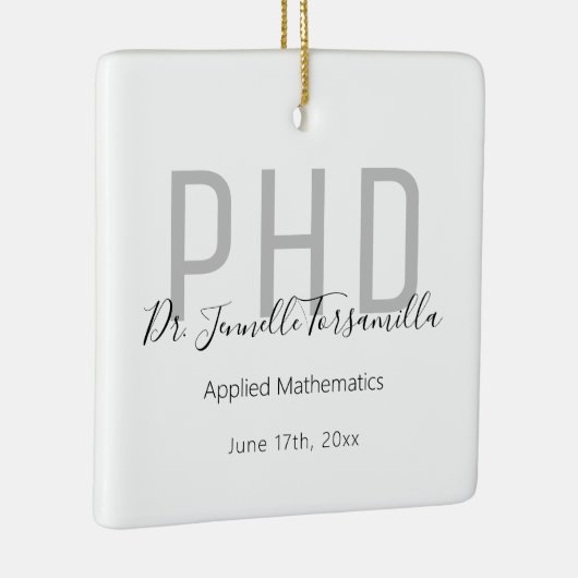 White Grey Name PhD Afstuderen Keramisch Ornament (Rechts)