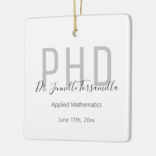 White Grey Name PhD Afstuderen Keramisch Ornament (Links)