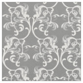 White Grey Parisian Damask Pattern Fabric Stof (Close Up)