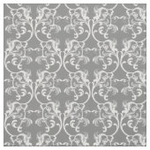 White Grey Parisian Damask Pattern Fabric Stof (Swatch)