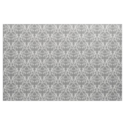 White Grey Parisian Damask Pattern Fabric Stof (Fat Quarter)