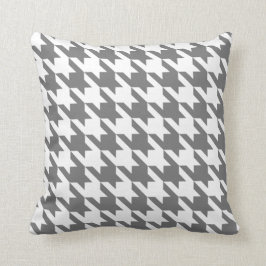 White Grey Pied De Poule Houndstooth Kussen