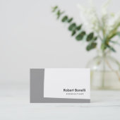 White Grey Plain Modern Consultant Visitekaartje (Staand voorkant)