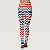 White Grey Red Chevron Pattern Burlap Kijk Leggings (Achterkant)