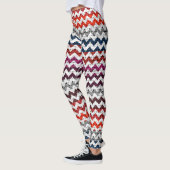 White Grey Red Chevron Pattern Burlap Kijk Leggings (Links)