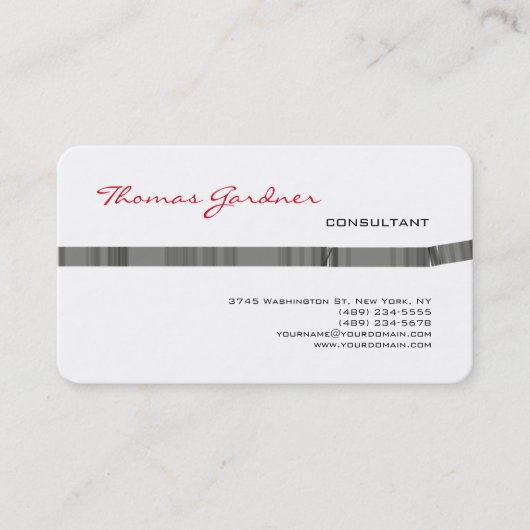 White Grey Red Handwrite Plain Modern minimalist Visitekaartje (Voorkant)