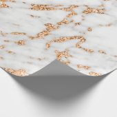 White Grey Roos Gold Glitter Carrara Marble Stone Cadeaupapier (Hoek)