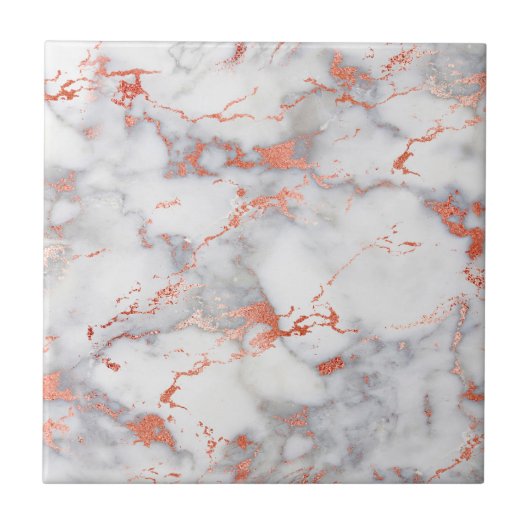 White Grey Roos Gold Marble Trendy Decorative Tegeltje (Voorkant)