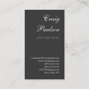 White Grey Script Photography Visitekaartje