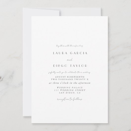 White Grey Script Wedding Kaart (Voorkant)