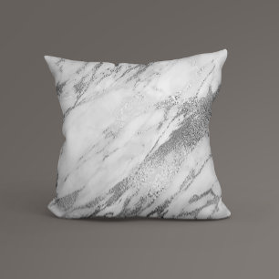 White Grey Silver Glam Marble Kussen