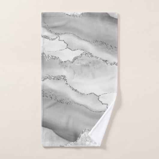 White Grey Silver Glitter Agate Elegant Bad Handdoek (Handdoek)