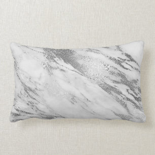 White Grey Silver Monochromatic Marble Glam Kussen