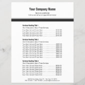 White Grey Simple Border Price List 3 Flyer (Voorkant)