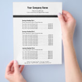 White Grey Simple Border Price List 3 Flyer (Hand)