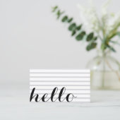 White grey simple elegant minimalist "hello" card visitekaartje (Staand voorkant)